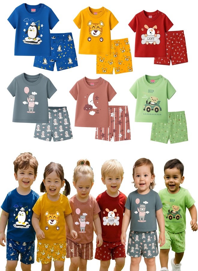 Toddylon Baby Clothing Set Cotton | T-Shirt with Shorts | Summer Clothing Set for Babies Boys & Girls | Soft Cotton Clothes | 0-3 Months to 18-24 Months (Multicolour Pack of 6) - Image 2