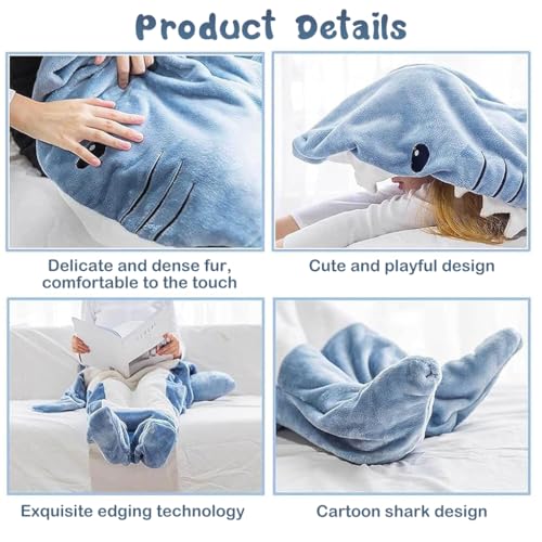 PALAY® Shark Blanket Pajamas for Women Men Adult Warm Fleece Blanket Soft Plush Wearable Blanket Hoodie Onesie Shark Sleeping Bag Party Halloween Costumes - (L, Suit for 155-168cm Height, 40-57 kg) - Image 4
