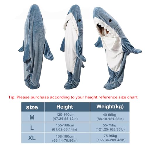 PALAY® Shark Blanket Pajamas for Women Men Adult Warm Fleece Blanket Soft Plush Wearable Blanket Hoodie Onesie Shark Sleeping Bag Party Halloween Costumes - (L, Suit for 155-168cm Height, 40-57 kg) - Image 2