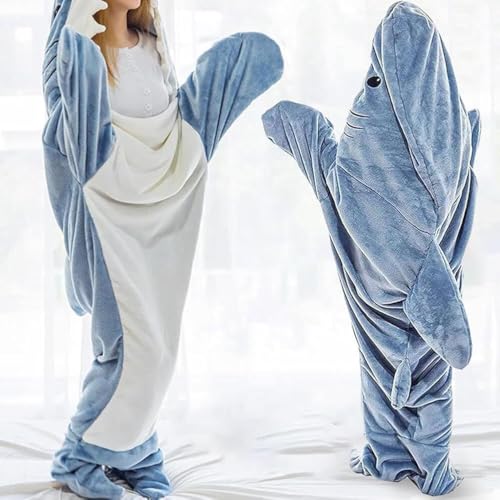 PALAY® Shark Blanket Pajamas for Women Men Adult Warm Fleece Blanket Soft Plush Wearable Blanket Hoodie Onesie Shark Sleeping Bag Party Halloween Costumes - (L, Suit for 155-168cm Height, 40-57 kg) - Image 5