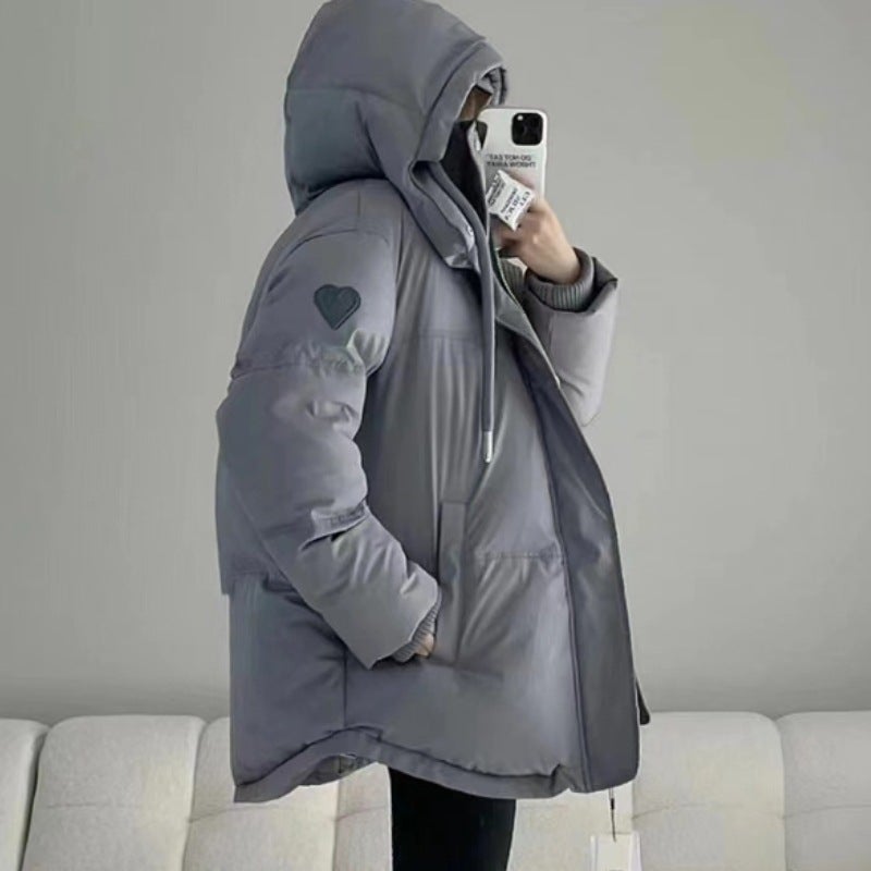 2024 Womens Puffer Cotton Coat Casual Thickened Creamy-white