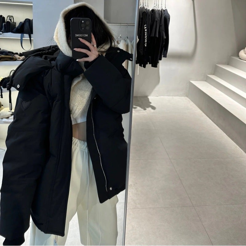 2024 Womens Puffer Cotton Coat Casual Thickened Creamy-white