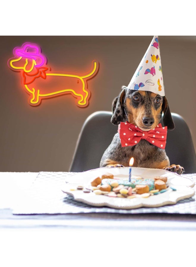 Cowboy Dachshund LED Neon Sign, USB Dimmable Cute Sausage Dog Silhouette Neon Light, Transparent Acrylic Backboard Wall Decor For Bedroom, Pet Shop, Cafe & Party Backdrop Lighting - Image 4