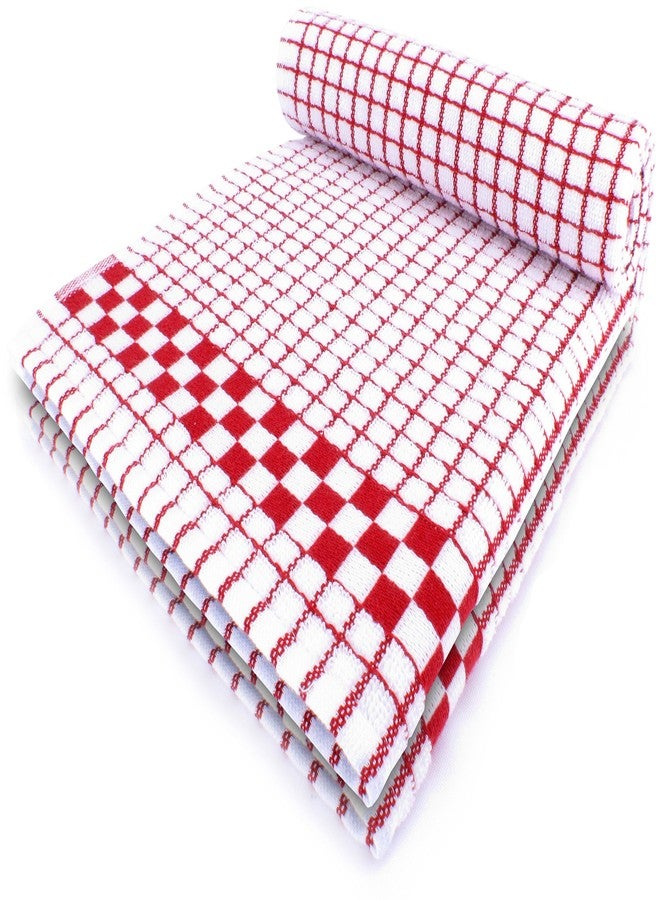 Fecido Classic Kitchen Dish Towels with Hanging Loop - Heavy Duty Absorbent Dish Clothes - European Made 100% Cotton Tea Towels - Set of Two, Red - Image 1