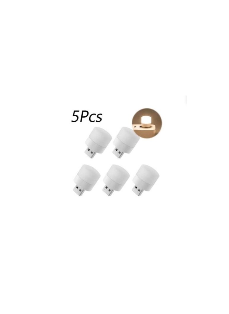 Generic Cool White USB Lamps, Mini USB LED Lights for Home Use, Camping, Car Interior, DC 5V, 1W, 5-Pack  - Image 1