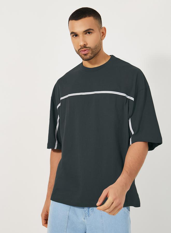 Styli Front Tape Jersey Boxy T-Shirt  - Image 1