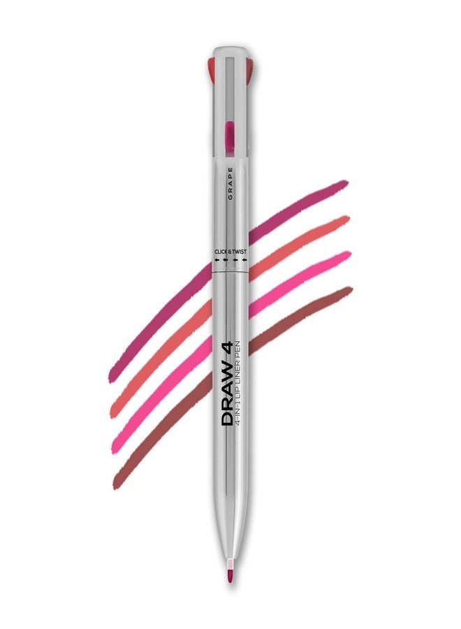 KIRA Draw 4-in-1 Lip Liner, Four Shades Pinks, Brown, Nude & Red in One Pen - Highly Pigmented, Rich Texture, Matte Finish, One-swipe Application & Travel-friendly For Women - Image 1