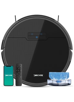 SINCHER SG50 Robot Vacuum Cleaner with 6300Pa Suction Power Mop Function - 2-in-1 Robot Vacuum , Self-Charging Feature, WiFi Connectivity - Ideal for Pet Hair & Carpet  - Image 1