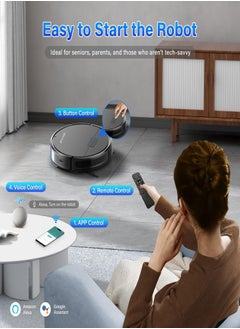 SINCHER SG50 Robot Vacuum Cleaner with 6300Pa Suction Power Mop Function - 2-in-1 Robot Vacuum , Self-Charging Feature, WiFi Connectivity - Ideal for Pet Hair & Carpet  - Image 2