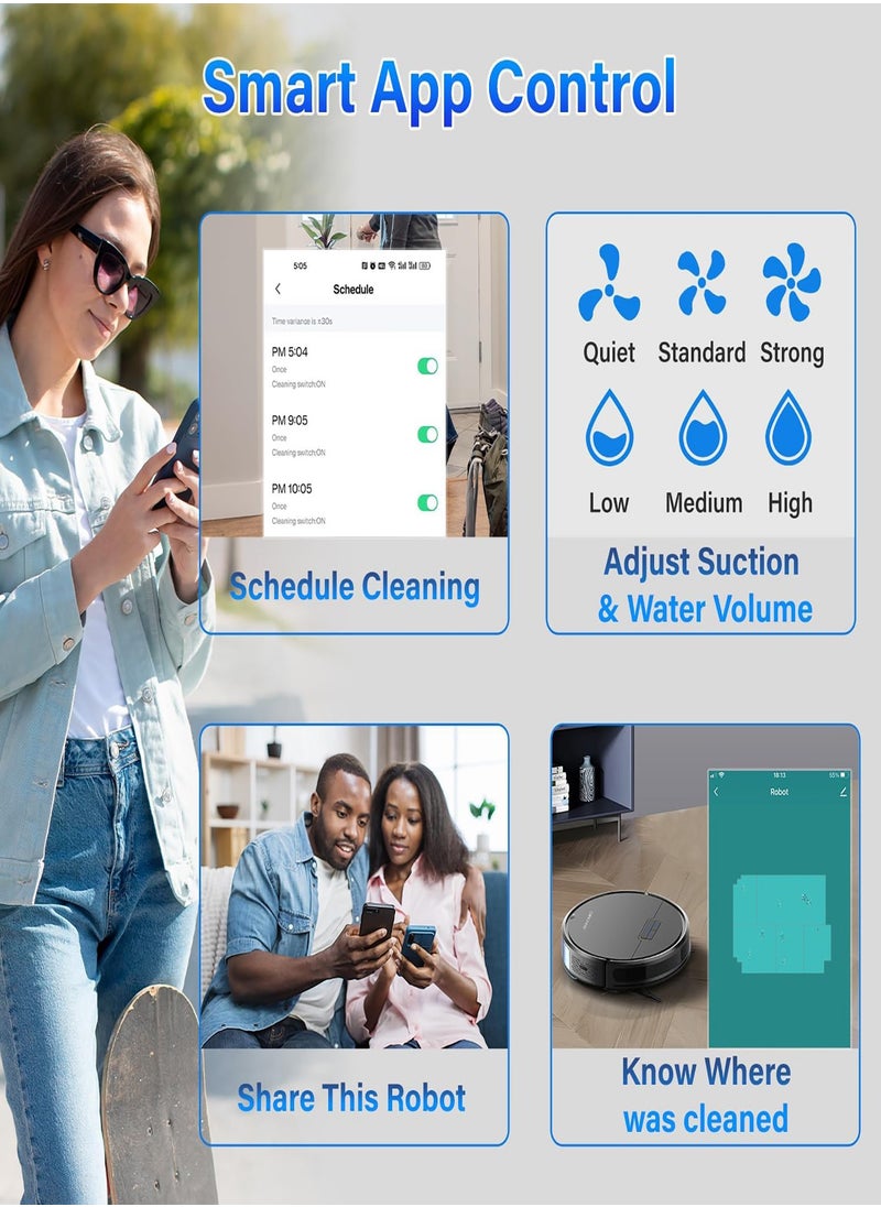SINCHER - SG50 Robot Vacuum Cleaner with 6300Pa Suction Power Mop Function - 2-in-1 Robot Vacuum , Self-Charging Feature, WiFi Connectivity - Ideal for Pet Hair & Carpet - Image 1