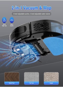SINCHER SG50 Robot Vacuum Cleaner with 6300Pa Suction Power Mop Function - 2-in-1 Robot Vacuum , Self-Charging Feature, WiFi Connectivity - Ideal for Pet Hair & Carpet  - Image 4