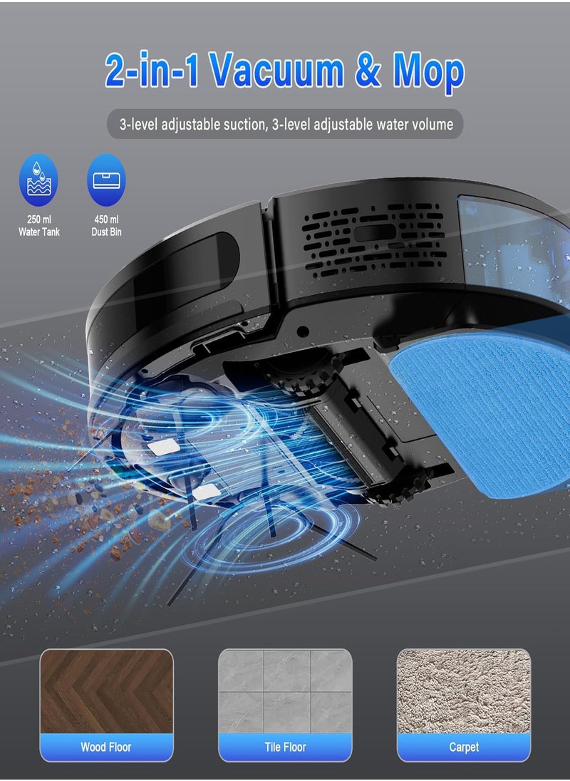 SINCHER - SG50 Robot Vacuum Cleaner with 6300Pa Suction Power Mop Function - 2-in-1 Robot Vacuum , Self-Charging Feature, WiFi Connectivity - Ideal for Pet Hair & Carpet - Image 1
