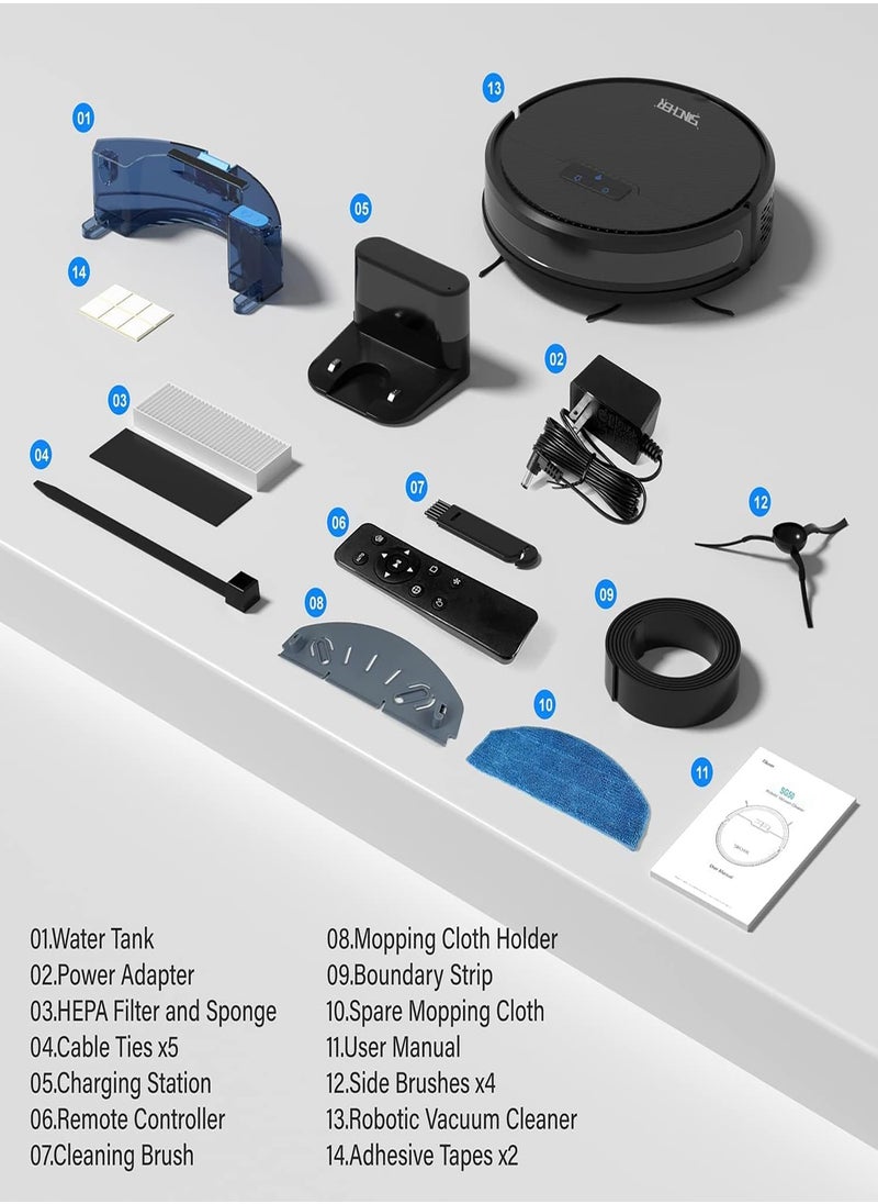 SINCHER - SG50 Robot Vacuum Cleaner with 6300Pa Suction Power Mop Function - 2-in-1 Robot Vacuum , Self-Charging Feature, WiFi Connectivity - Ideal for Pet Hair & Carpet - Image 1