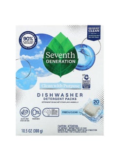 Seventh Generation Seventh Generation, Dishwasher Detergent Packs, Free & Clear, Fragrance Free  , 20 Packs, 10.5 oz (300 g)  - Image 1