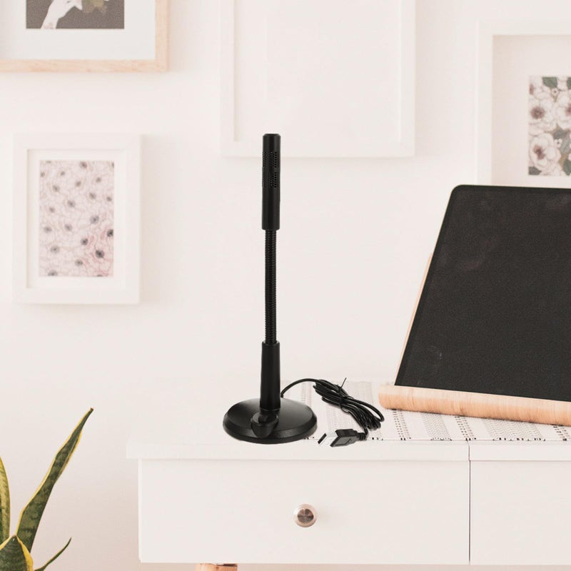 ميكروفون كمبيوتر USB أسود مع حامل للاجتماعات عبر الإنترنت والتسجيل والمكتب المنزلي والألعاب - Image 4