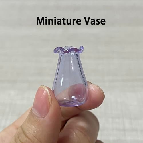 SPANSEE 2 PCS Cat Whisker Vase, Miniature Glass Whisker Vase, Mini Vases, Dollhouse Accessories (Pink, Purple) - Image 5
