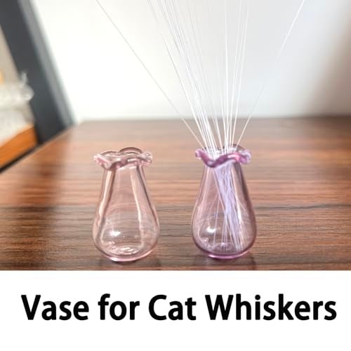 SPANSEE 2 PCS Cat Whisker Vase, Miniature Glass Whisker Vase, Mini Vases, Dollhouse Accessories (Pink, Purple) - Image 3