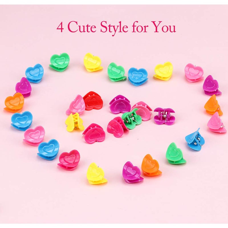 YISSION 200 Pcs Mini Hair Clips Flower Clips Butterfly Hair Clips Heart Hair Clip Rose Claw Clips 90s Hair Accessories for Women Party Gifts Assorted Color - Image 3