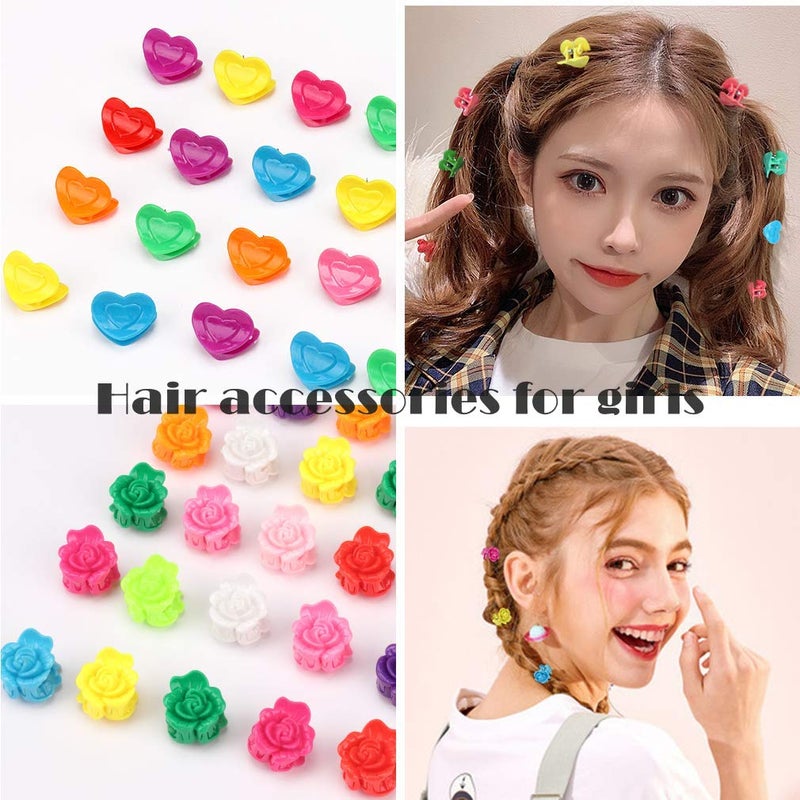 YISSION 200 Pcs Mini Hair Clips Flower Clips Butterfly Hair Clips Heart Hair Clip Rose Claw Clips 90s Hair Accessories for Women Party Gifts Assorted Color - Image 2