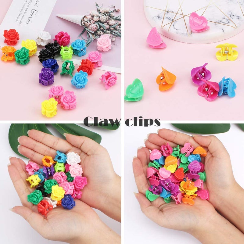 YISSION 200 Pcs Mini Hair Clips Flower Clips Butterfly Hair Clips Heart Hair Clip Rose Claw Clips 90s Hair Accessories for Women Party Gifts Assorted Color - Image 4