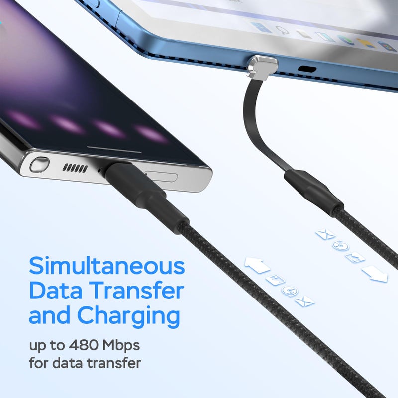 DbillionDa USB C Charger Cable, 60W 10ft Type C Charging Cable, Flat 90-Degree C-Port, High-Speed Data Transfer Compatible with Samsung S23/S22/S21, iPhone 15 Pro/Pro Max, MacBook Air/Pro, etc. - Image 4