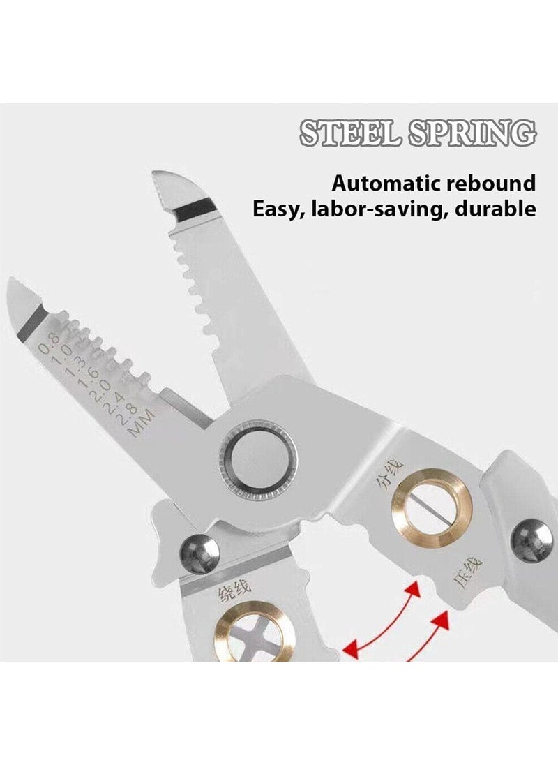 VINATOSLA - Wire Stripper And Crimping Tool for Electrician Multifunction Stainless Steel Wire Puller Plier Cable Looping Splitting Cutting Pliers Electrical Stripping Tool 6 in 1 wire stripper - Image 1