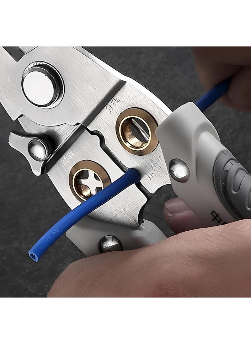 VINATOSLA - Wire Stripper And Crimping Tool for Electrician Multifunction Stainless Steel Wire Puller Plier Cable Looping Splitting Cutting Pliers Electrical Stripping Tool 6 in 1 wire stripper - Image 1
