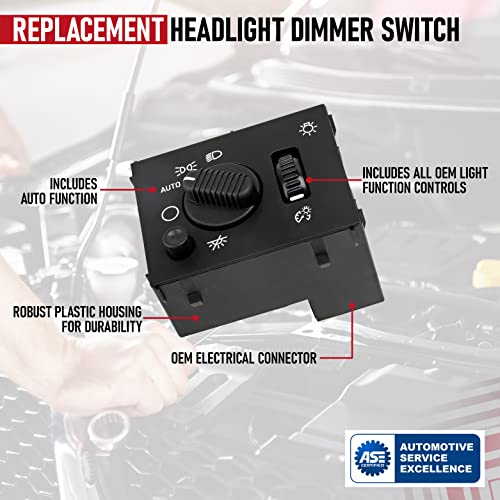 AA Ignition Headlight Instrument Panel Dimmer Dome Lamp Switch - Replaces D1595G, 19381535, 15194803, 1S8489 - Compatible with Chevy, GMC & Hummer Vehicles - Silverado, Avalanche, Suburban, Tahoe, Sierra, Yukon - Image 4