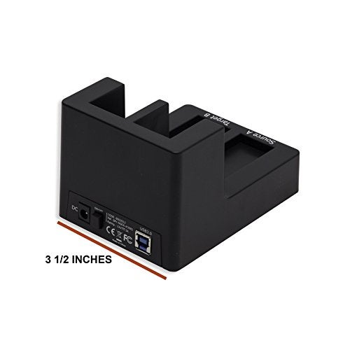 Syba CL-ENC50060 USB 3.0 Dual Slot 3.5"/2.5" Sata III HD Docking Station for Easy Clone and Backup, Black - Image 2