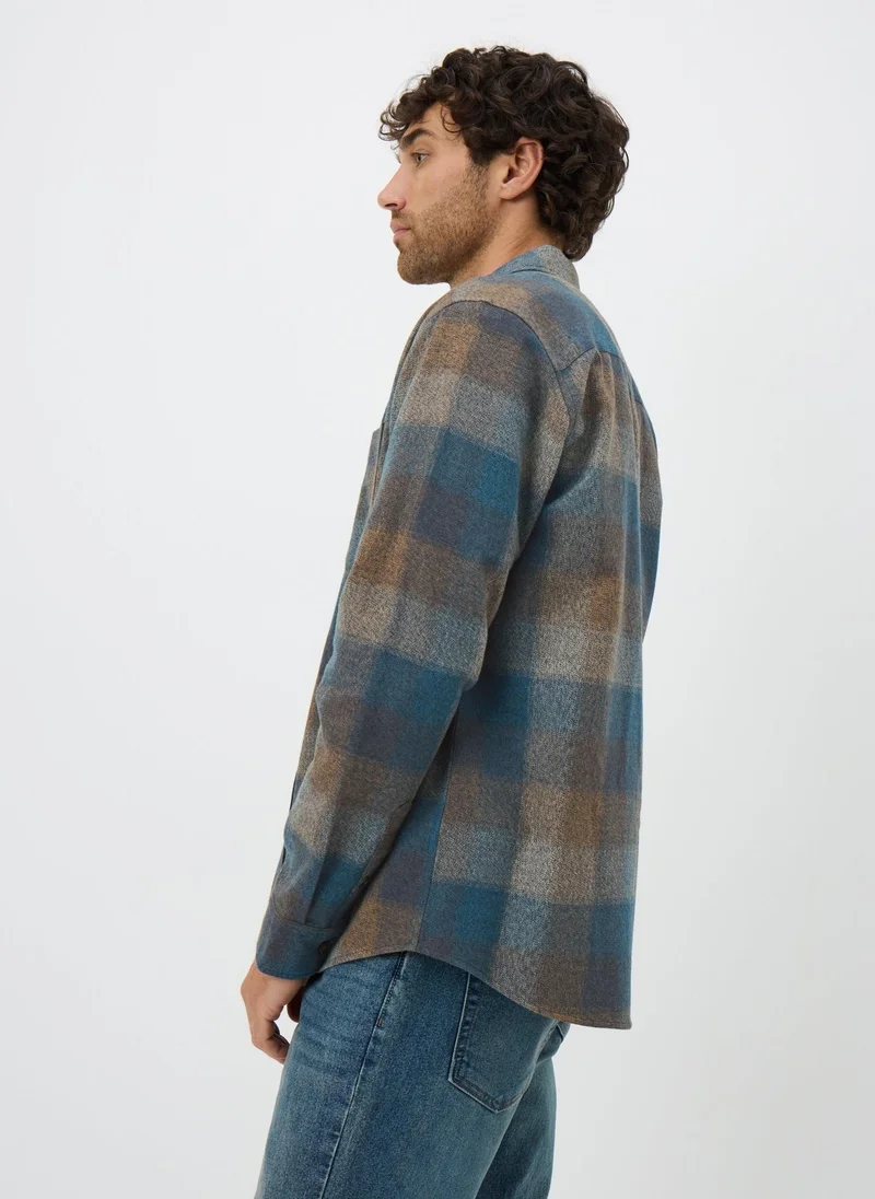 Matalan Navy Long Sleeve Grindle Checked Shirt