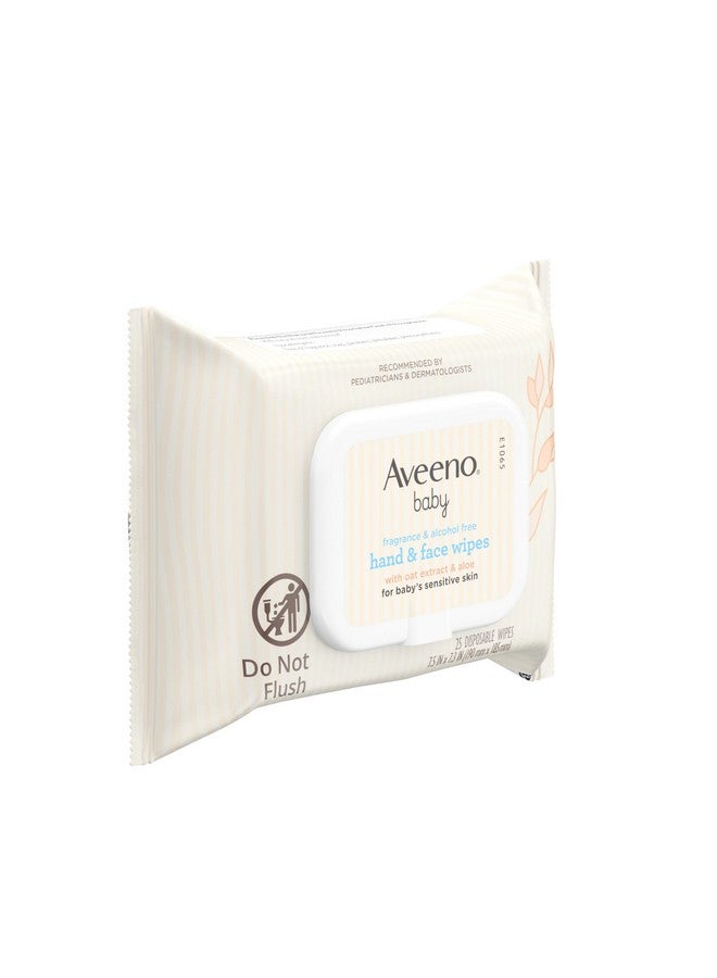 Aveeno Baby Aveeno Baby Fragrance-Free Hand & Face Wipes with Oat Extract & Aloe, Cleansing & Moisturizing Baby Wipes for Sensitive Skin, Sulfate-, Alcohol-, Paraben- & Dye-Free, Hypoallergenic, 25 ct (Pack of 4)  - Image 1