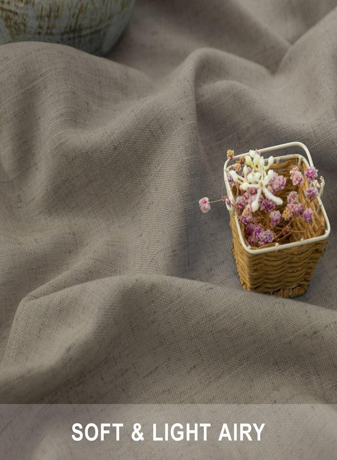 Pitalk ستائر كتان من Pitalk - ذات حلقات خلفية، طول 96 بوصة، طقم من لوحتين لغرفة المعيشة، لون بني داكن شبه شفاف، مناسبة للأبواب الزجاجية المنزلقة. - Image 2