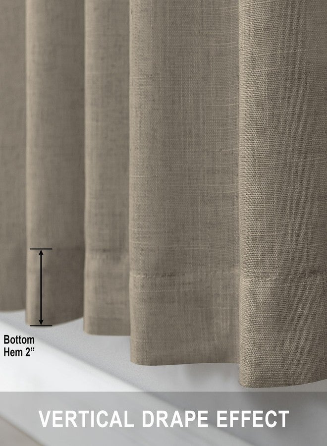 Pitalk ستائر كتان من Pitalk - ذات حلقات خلفية، طول 96 بوصة، طقم من لوحتين لغرفة المعيشة، لون بني داكن شبه شفاف، مناسبة للأبواب الزجاجية المنزلقة. - Image 5