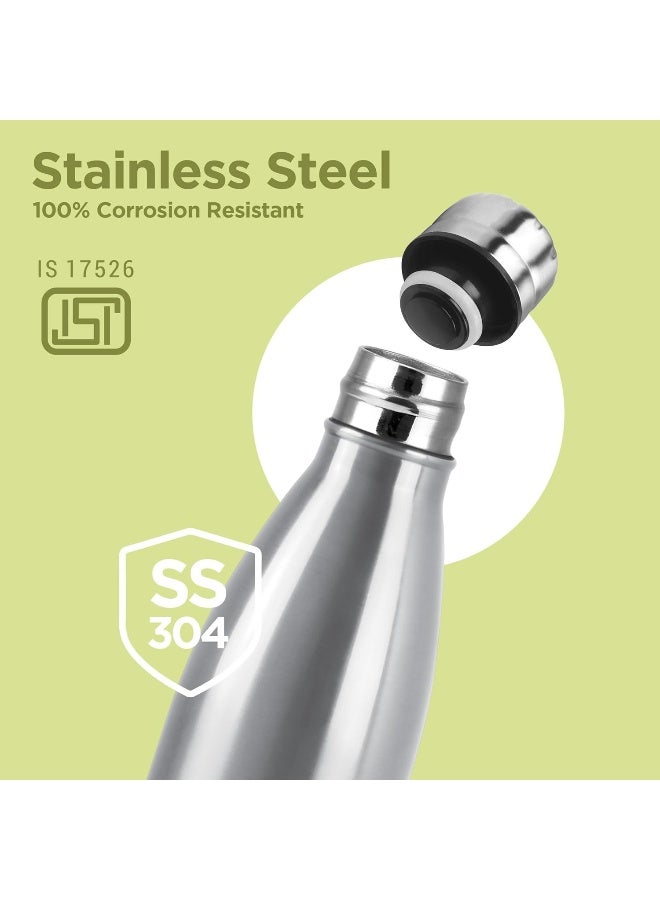 Milton 700 ml Stainless Steel Water Bottle, Vacuum Insulated Flask Keep Drinks Hot or Cold for 24 hours, Leak Proof, Rust-Free, Metal Bottle for Sports, Gym, Travelling, School, Duo Dlx 750, Silver - Image 3