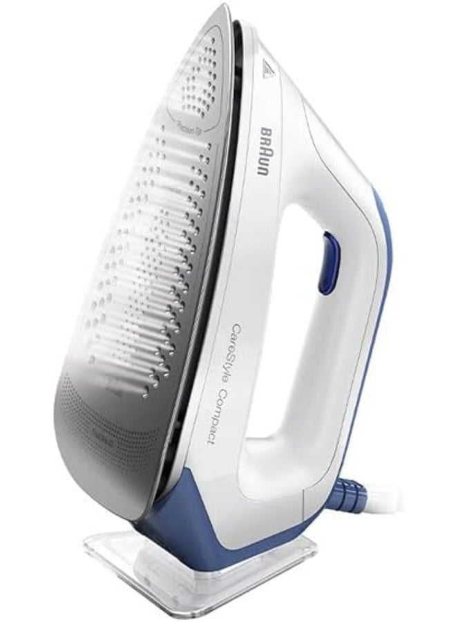 Braun CareStyle Compact IS2143BL Steam Generator, FreeGlide 3D Steam Iron with Sole, 5.5 bar Pressure, Large 1.5 L Water Tank, Eco Function, White/Blue 1 L 2400 W IS2143BL white/blue - Image 2