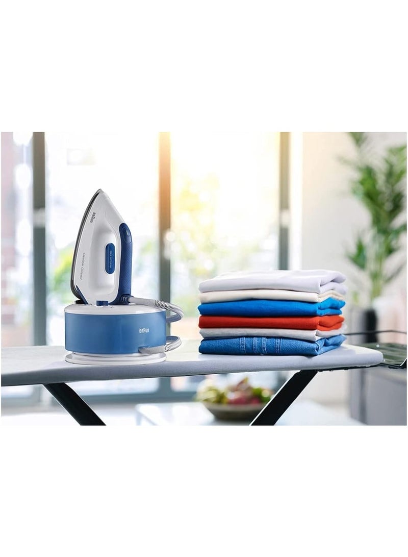 Braun CareStyle Compact IS2143BL Steam Generator, FreeGlide 3D Steam Iron with Sole, 5.5 bar Pressure, Large 1.5 L Water Tank, Eco Function, White/Blue 1 L 2400 W IS2143BL white/blue - Image 5