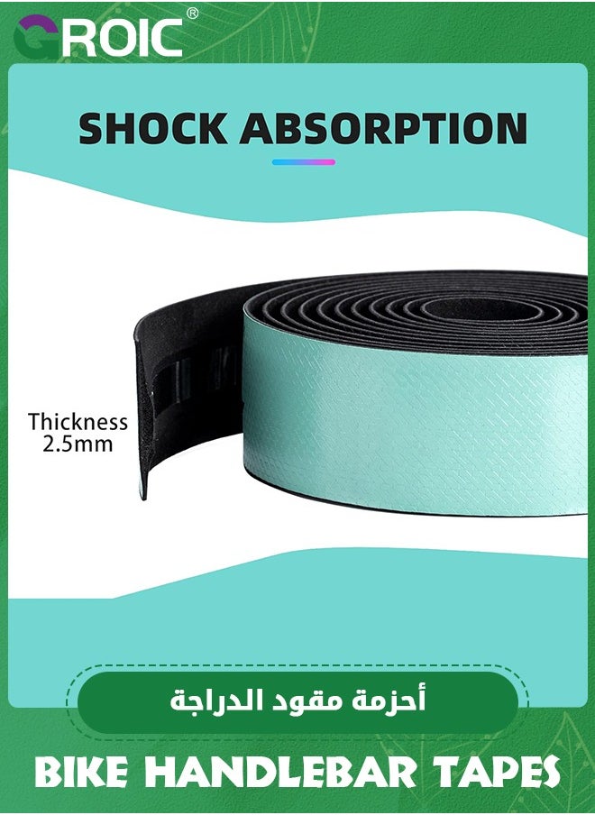 GROIC - 2 Roll Bike Handlebar Tape - Road Bicycle Bar Tapes, PU Leather Surface EVA Foam Cycling Handle Bar Wraps with End Plugs - Image 1