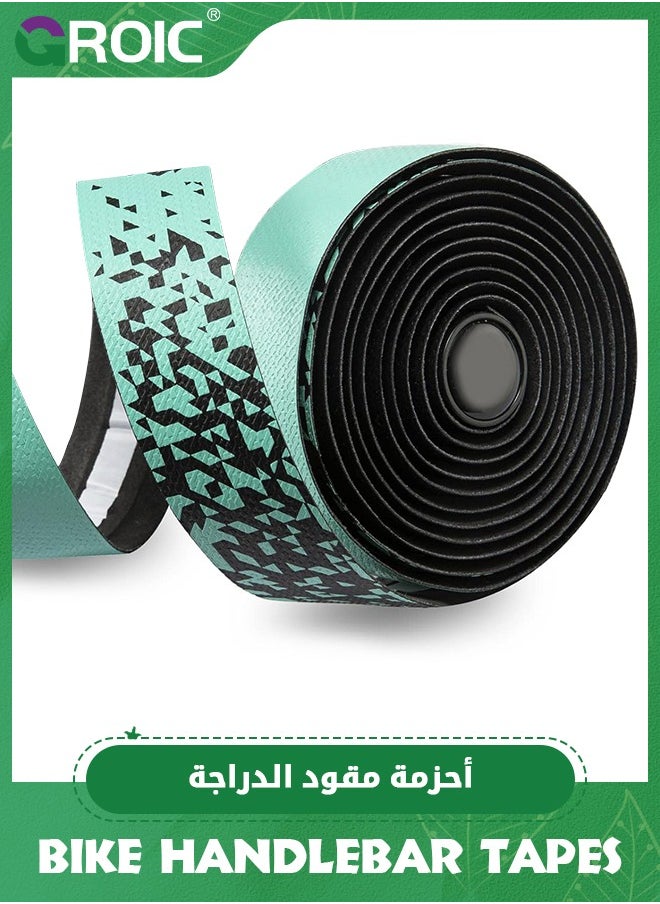 GROIC - 2 Roll Bike Handlebar Tape - Road Bicycle Bar Tapes, PU Leather Surface EVA Foam Cycling Handle Bar Wraps with End Plugs - Image 1
