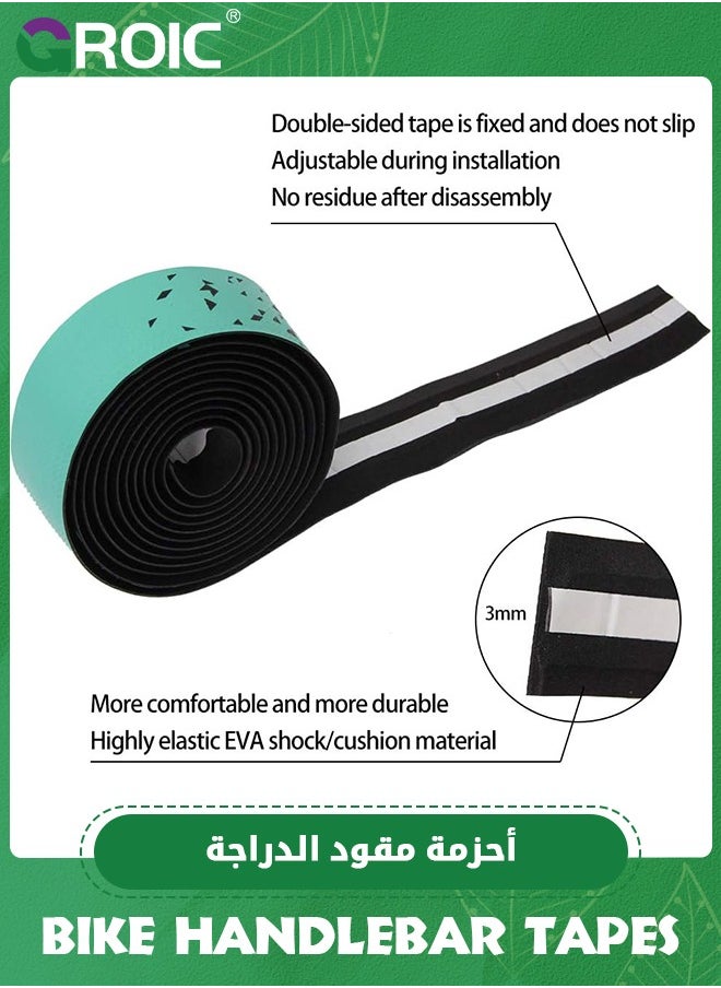 GROIC - 2 Roll Bike Handlebar Tape - Road Bicycle Bar Tapes, PU Leather Surface EVA Foam Cycling Handle Bar Wraps with End Plugs - Image 1