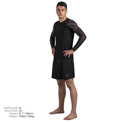 Sanabul Essential Long Sleeve Compression Training Rash Guard for MMA BJJ Wrestling Grappling and No Gi Jiu Jitsu Rashguard - All Black, XX-Large - Image 2