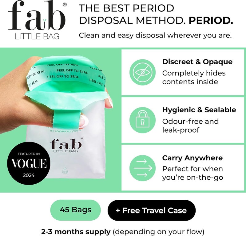 Fab Little Bag Sanitary Disposal Bags for Tampons Pads Towels Liners No Mess No Odour Sealable Pack of 45 - Image 2
