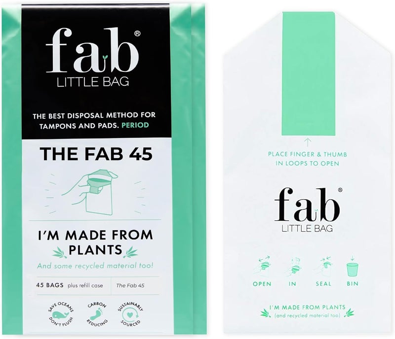 Fab Little Bag Sanitary Disposal Bags for Tampons Pads Towels Liners No Mess No Odour Sealable Pack of 45 - Image 1