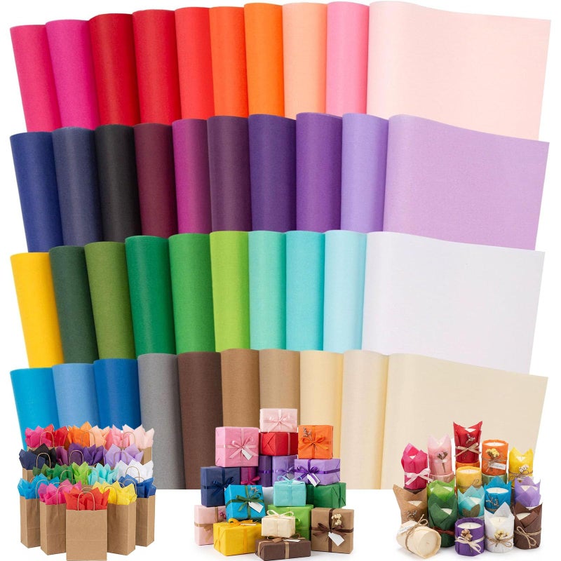 Shindel 330 Sheets Tissue Paper, 14x10 Inch Multicolor Wrapping Paper Bulk for DIY Crafts Gift Bags Birthday Wedding Holidays Decor 40 Colors - Image 1