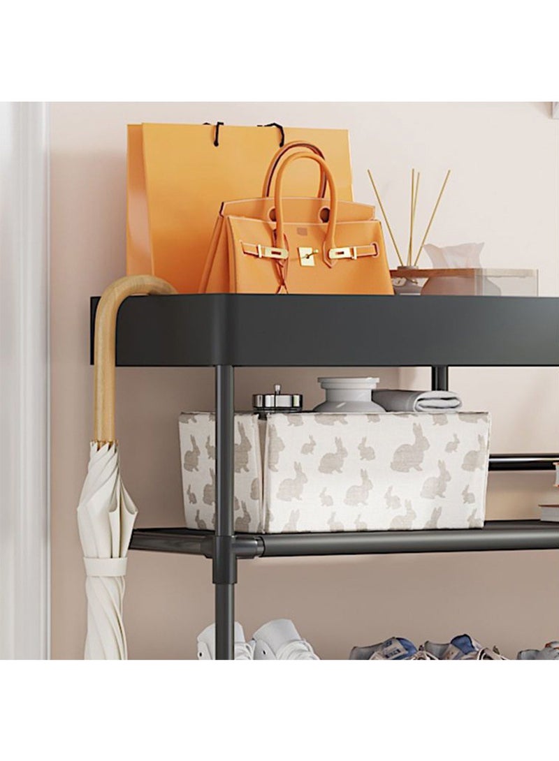 BLOOMING TIME 6 Layer Simple Entry Door Shoe Rack With One Layer Storage Basket Black - Image 5