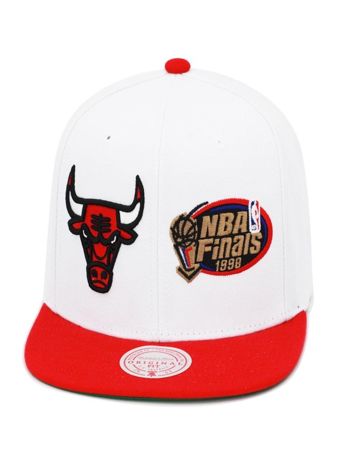 Mitchell & Ness Chicago Bulls NBA Dual Whammy Snapback Hat Cap - White/Red - Image 1