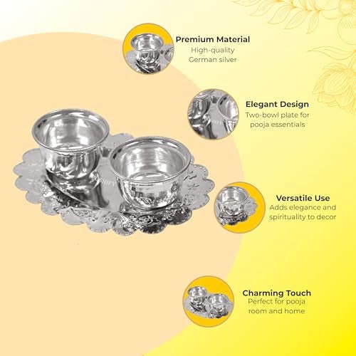 POSHIFY German Silver Kumkum-Haldi Holder, Sindoor-Turmeric, Puja Accessory, Pooja Room, Temple Decoration, Meditation, Yoga, Silverware, Puja Samagri, Diwali Gift, Wedding Gift - Image 4