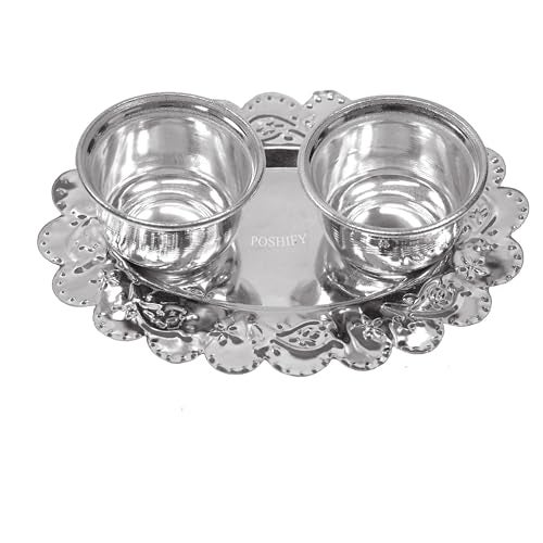 POSHIFY German Silver Kumkum-Haldi Holder, Sindoor-Turmeric, Puja Accessory, Pooja Room, Temple Decoration, Meditation, Yoga, Silverware, Puja Samagri, Diwali Gift, Wedding Gift - Image 1