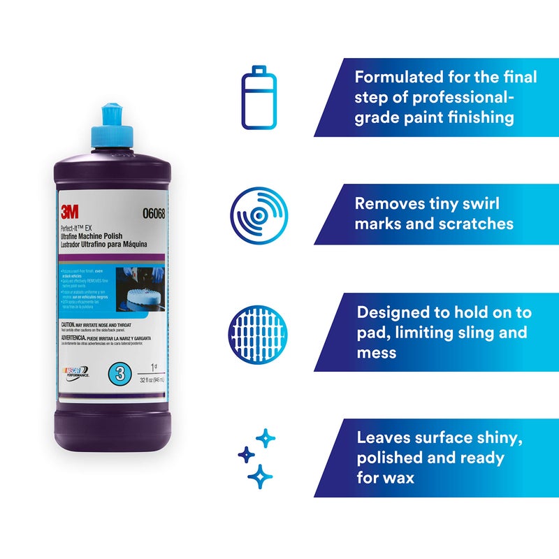 3M Perfect-It Ultrafine Machine Polish, 06068, 32 Fl.Oz, Paint Polish, Automotive Professional-Grade Polish - Image 3