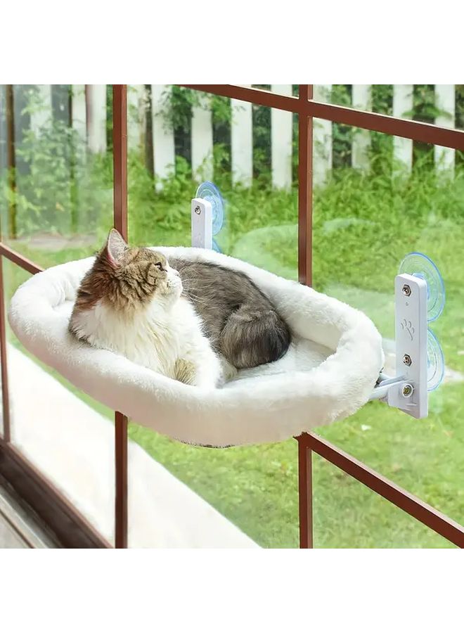 Large White Cat Window Hammock Bed With Strong Suction Cups Metal Frame - Image 2