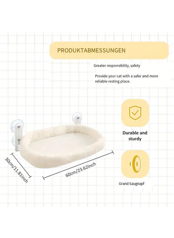 Large White Cat Window Hammock Bed With Strong Suction Cups Metal Frame - Image 3